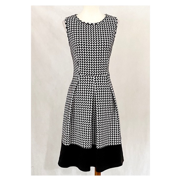 Calvin Klein Houndstooth Plaid Fit & Flare Dress - Picture 2 of 11